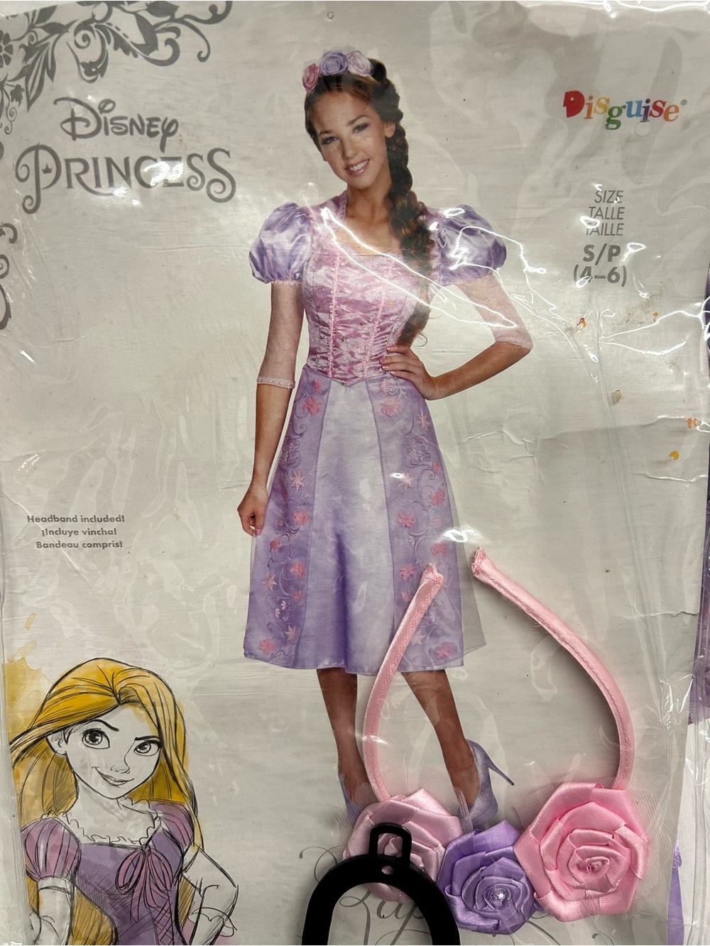 Disney Purple Pink Rapunzel-Inspired Princess Dress with Floral Headband Costume